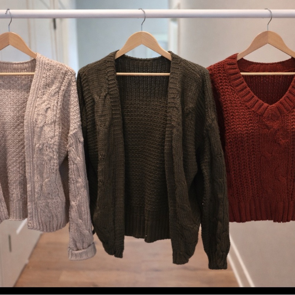 Cozy Women's Sweater Collection - Cream, Olive, and Rust